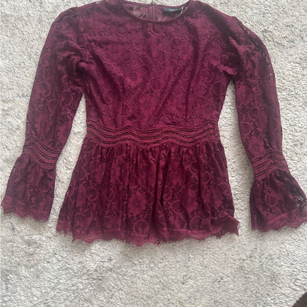 Elegant Lace Burgundy Top